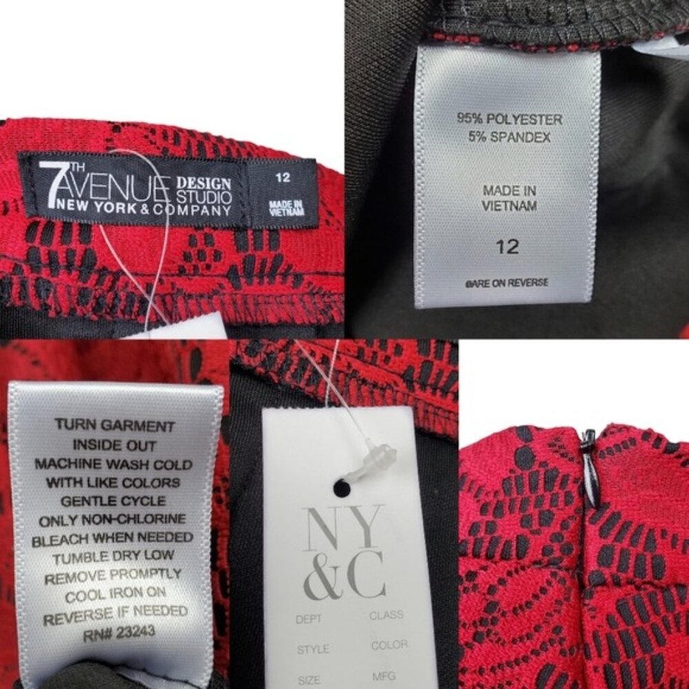 New York & Company Womens Red Lace Pleated Skirt Size 12 NWT - Picture 4 of 4